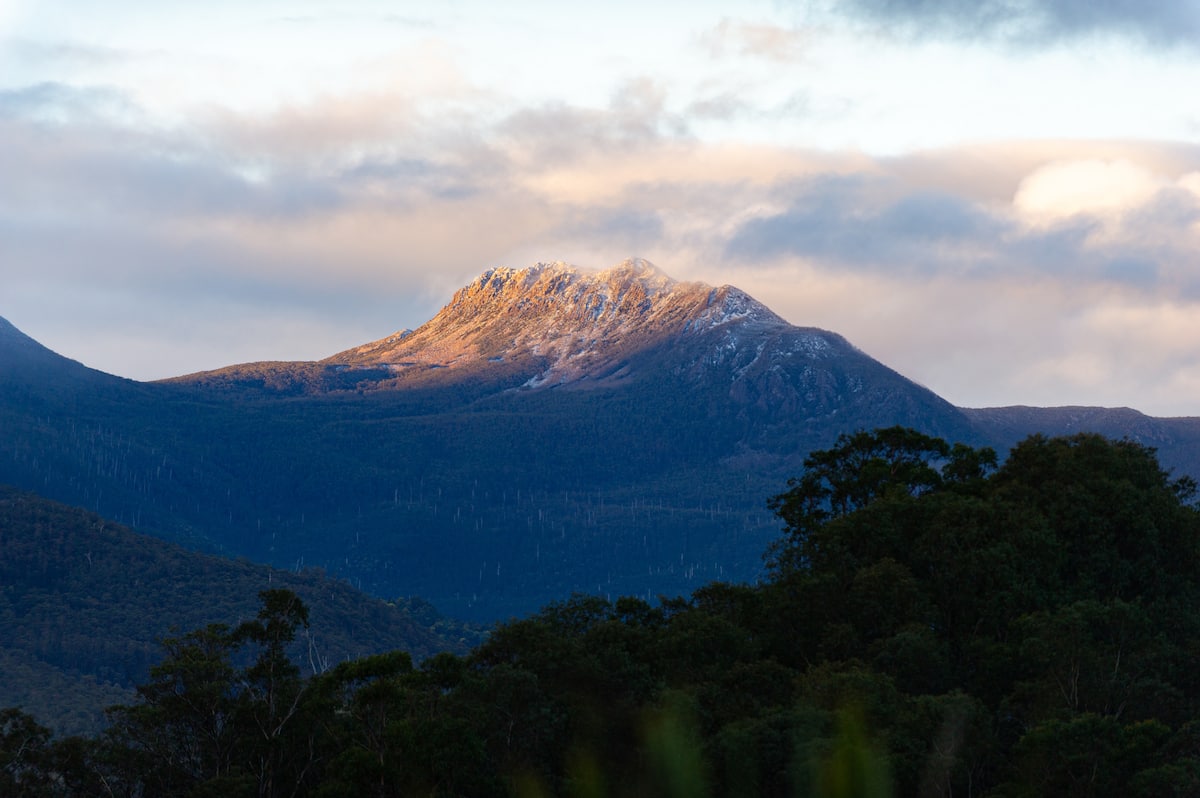Sleeping Beauty mountain at dusk